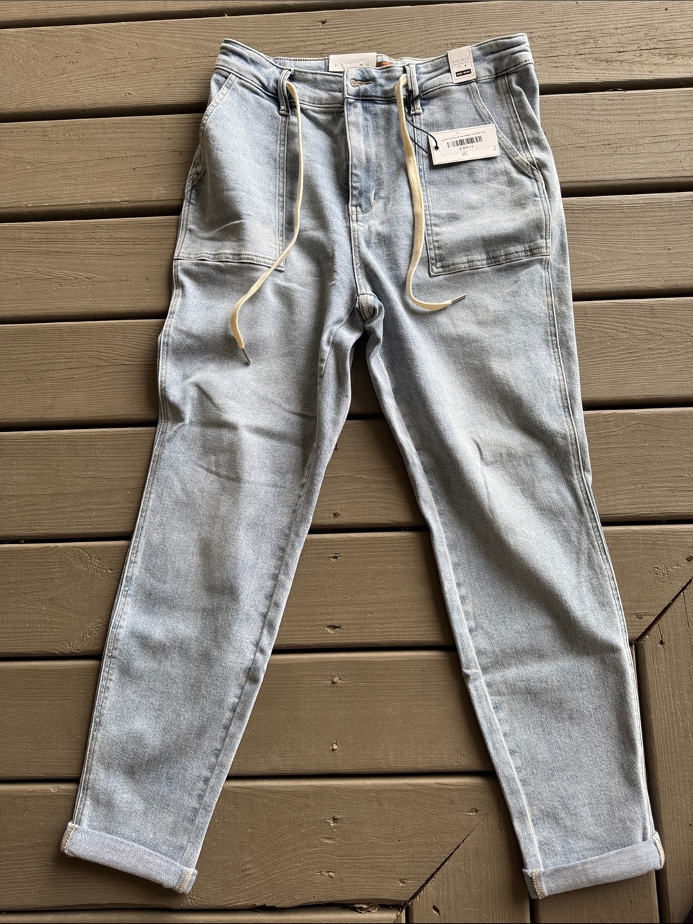 Judy Blue Light Blue Joggers Jeans with Drawstring Waist